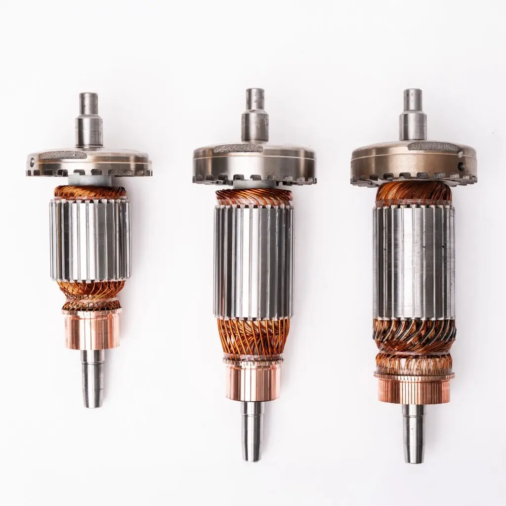 Different rotors from DC motor manufacturing