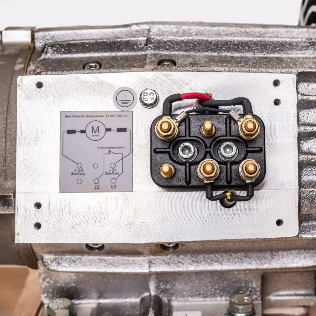 Terminal board inside a motor terminal box