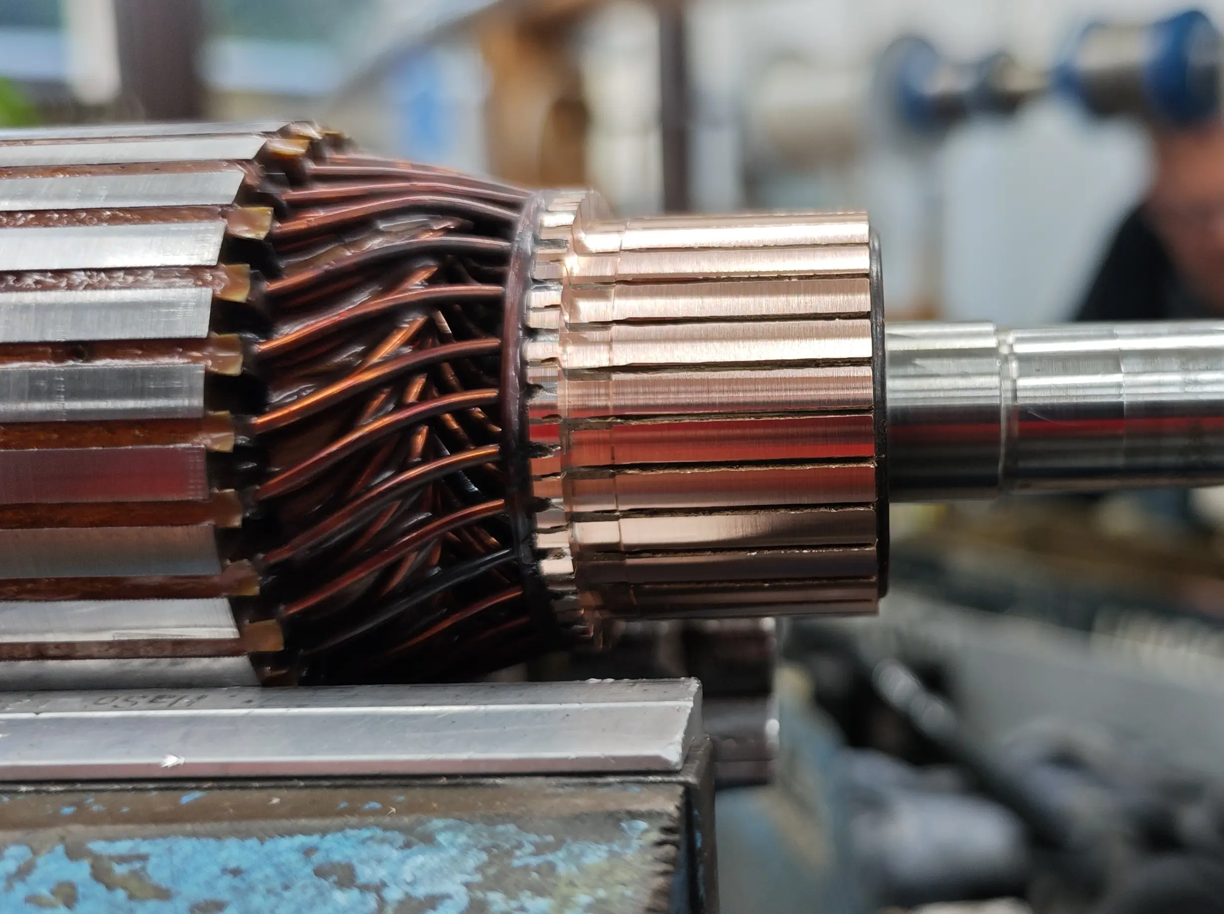 Motor rotor commutator after machining