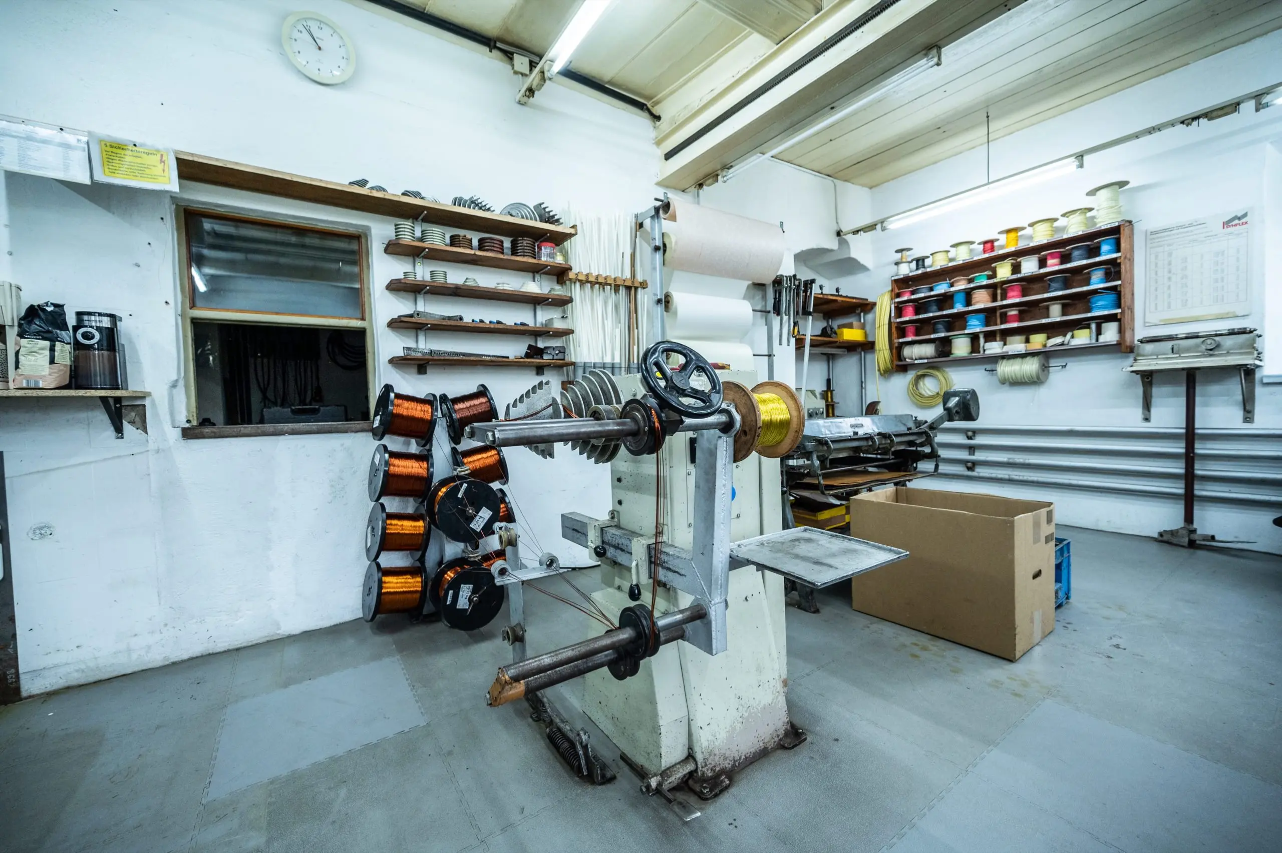 Machinery and tools in the winding workshop