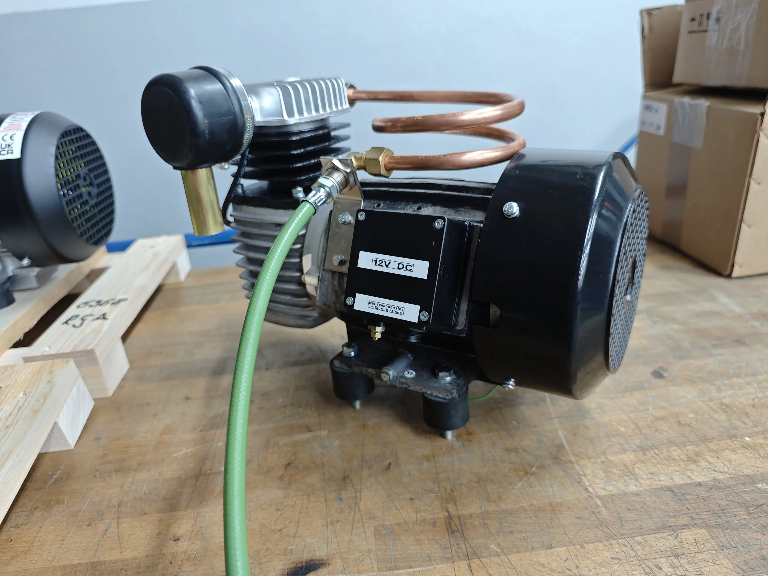 Rear view of a refurbished compressor